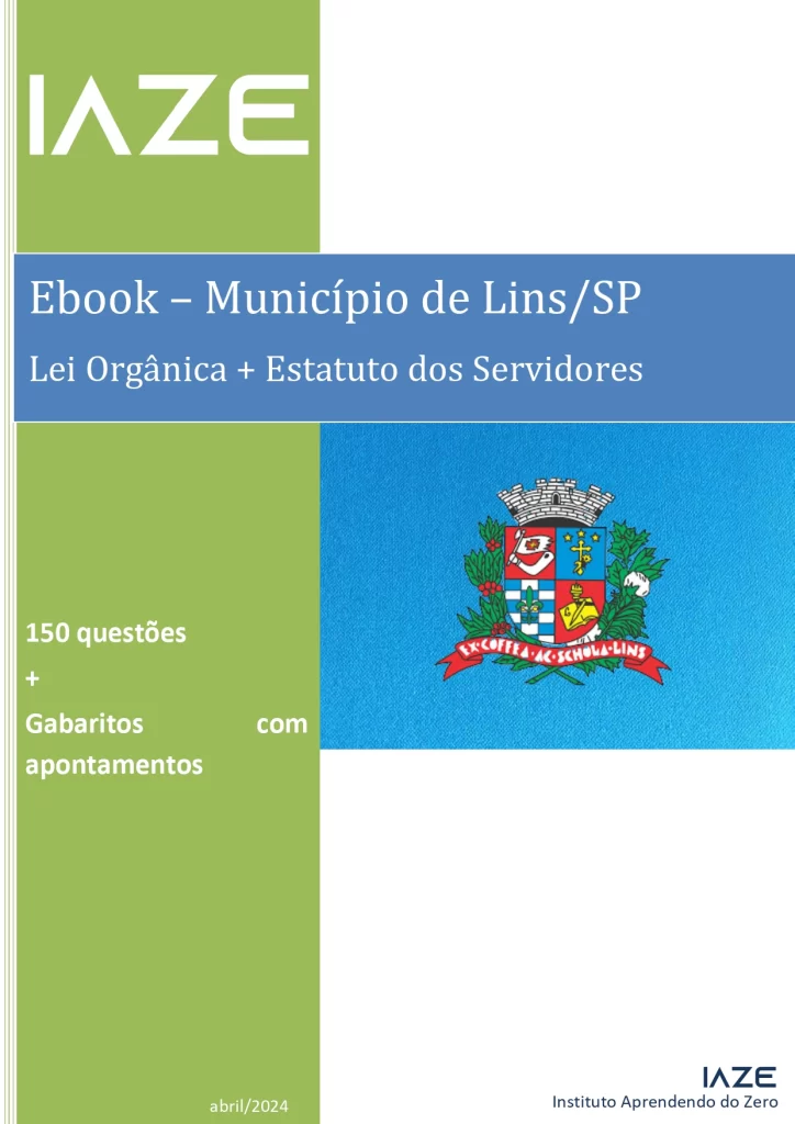Capa do ebook de questões do município de Lins/SP