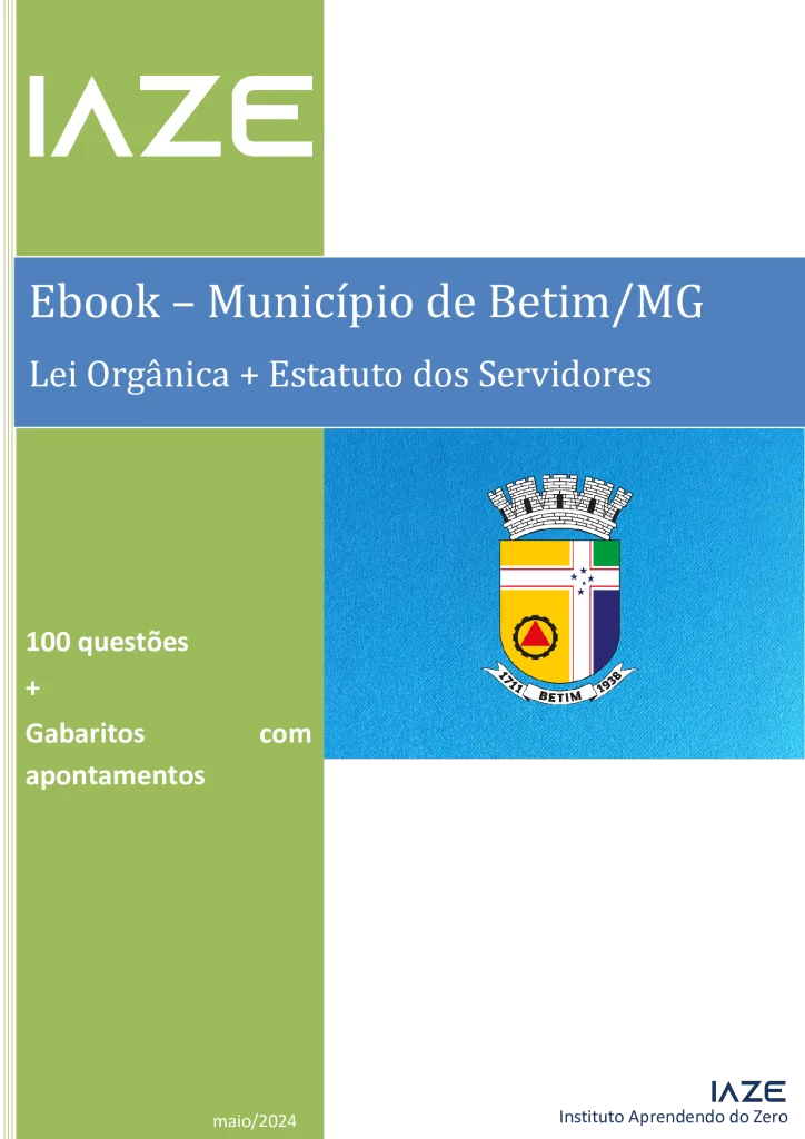 Capa ebook de questões do IAZE para o concurso municipal de Betim/MG